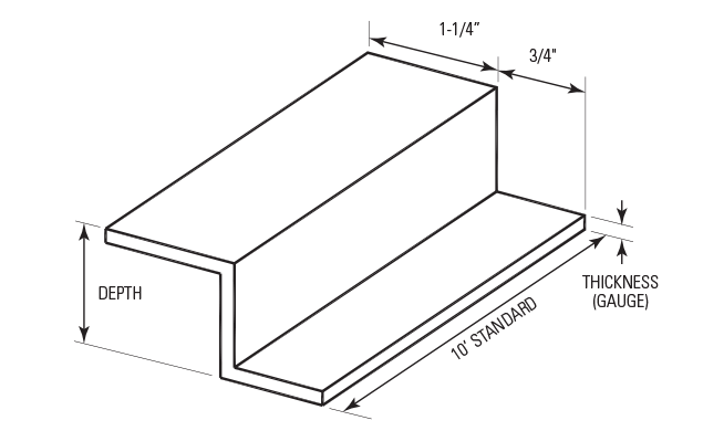 1.25 x 2 x .75 x 30 mil Z-Furring