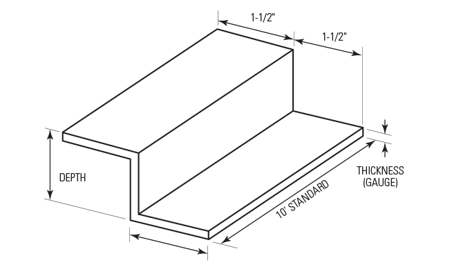 1.5 x 1.5 x 1.5 x 30 mil Z-Furring